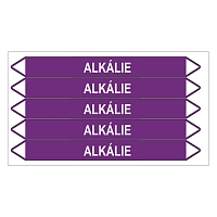 Značení potrubí, alkálie, 5 ks, 150 × 12 mm